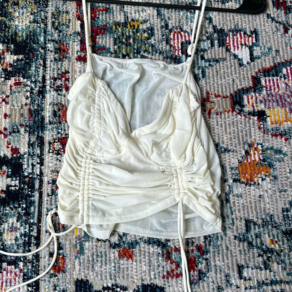 White Mesh Crop Top
